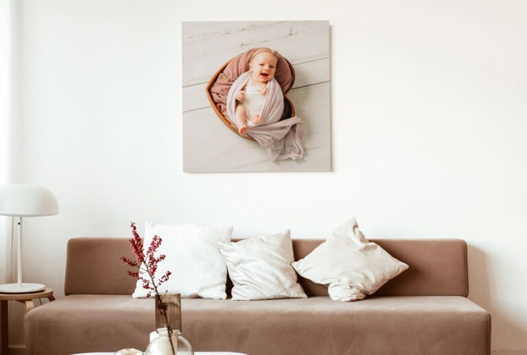 schlicht modern Couch Wohnzimmer Wandbild Leinwand Newborn